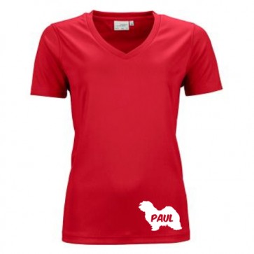 Damen Active V-Shirt mit Hundemotiv von anfalas.de