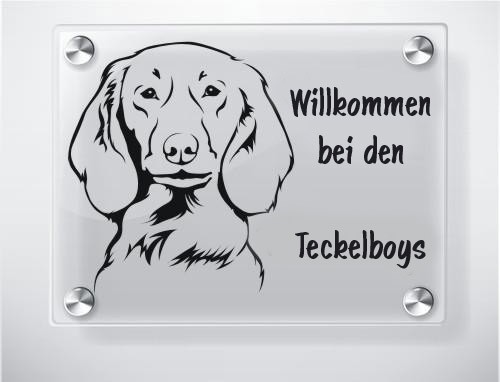 Hundeschild Acrylglas Langhaardackel Anfalas.de