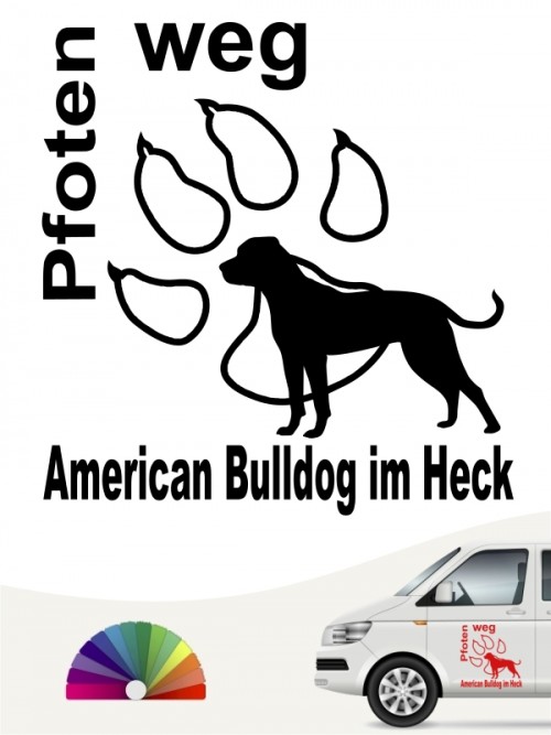 Pfoten weg American Bulldog im Heck Autoaufkleber anfalas.de