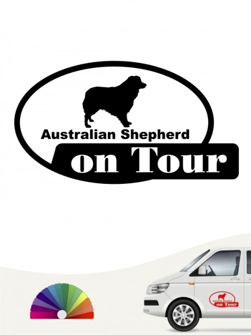 Australian Shepherd on Tour Aufkleber anfalas.de