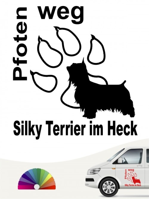 Pfoten weg Silky Terrier im Heck Hundeaufkleber anfalas.de