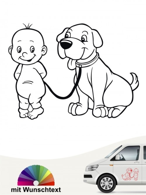 Hunde-Autoaufkleber Kind & Hund 3 von Anfalas.de