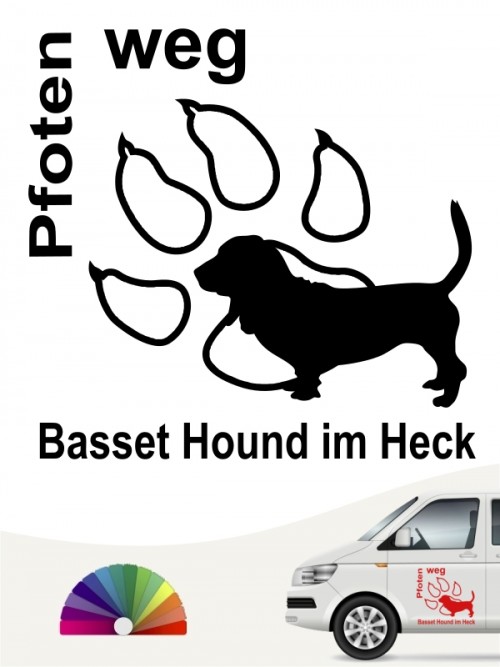 Basset Hound Pfoten weg Heckscheibenaufkleber anfalas.de