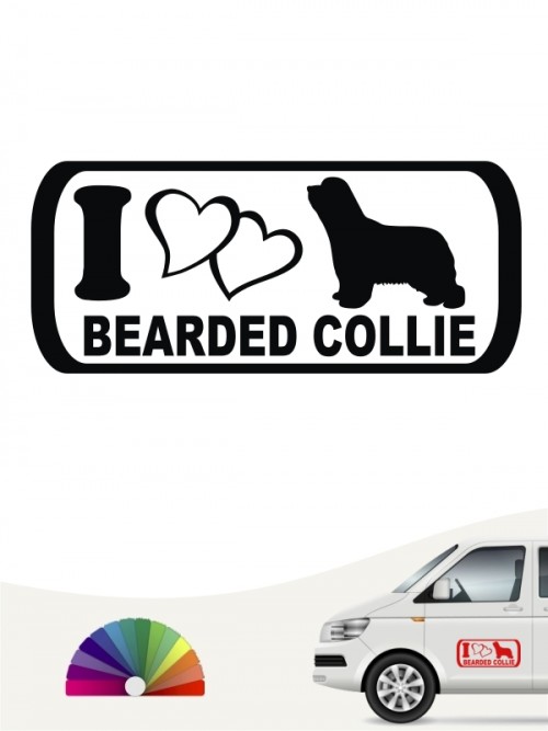 I Love Bearded Collie Aufkleber anfalas.de