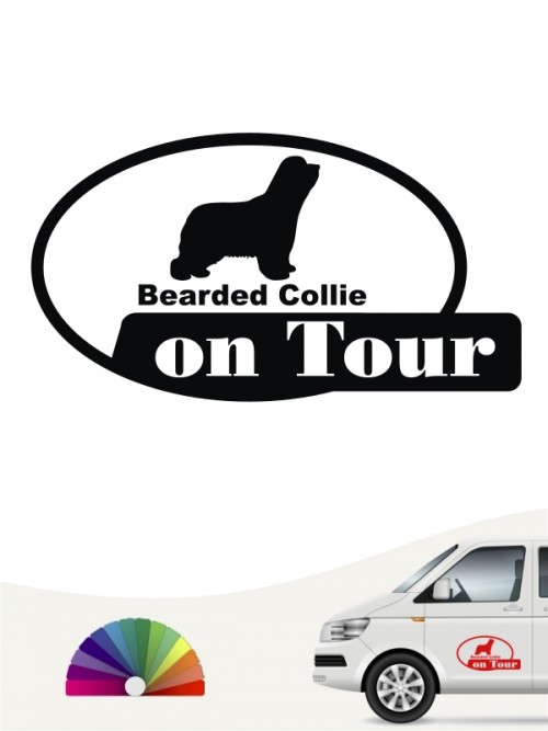 Bearded Collie on Tour Autoaufkleber anfalas.de