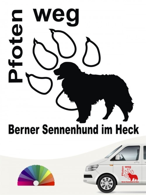 Berner Sennenhund Pfoten weg Heckscheibenaufkleber anfalas.de