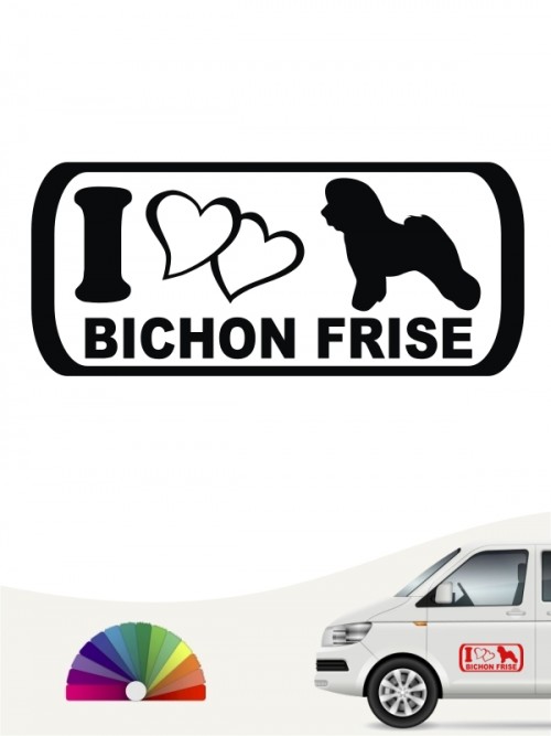I Love Bichon Frise Hundeaufkleber anfalas.de
