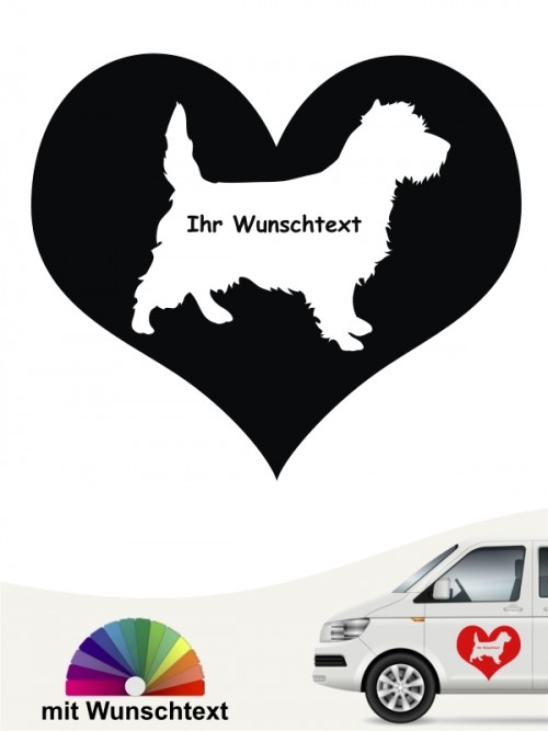 Cairn Terrier Herzmotiv Hundeaufkleber mit Wunschtext anfalas.de
