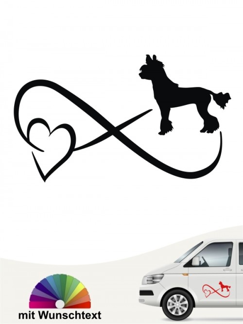 Chinesischer Schopfhund Autoaufkleber mit Wunschtext von anfalas.de