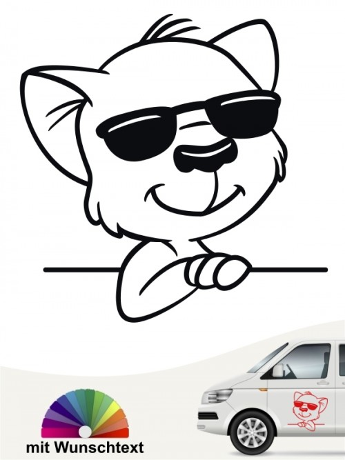 Comic Katze Autoaufkleber mit Wunschtext von anfalas.de