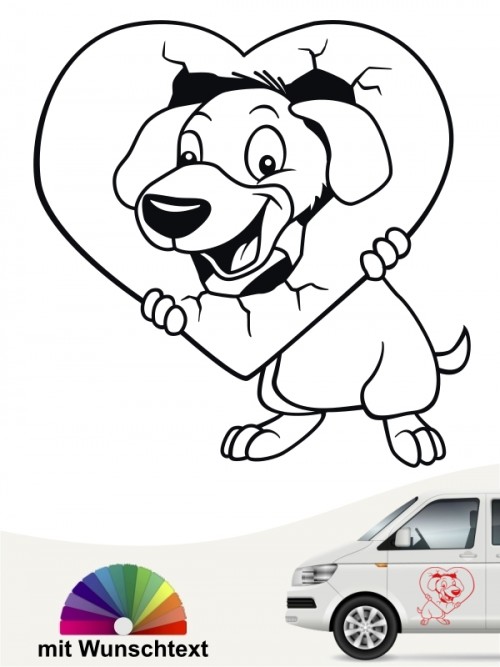 Comic Hund Heckscheibenaufkleber mit Wunschtext von anfalas.de