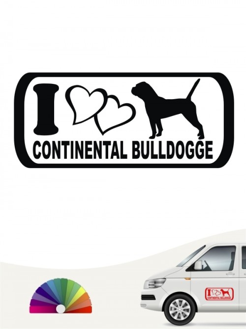 I Love Continental Bulldogge Heckscheibenaufkleber anfalas.de