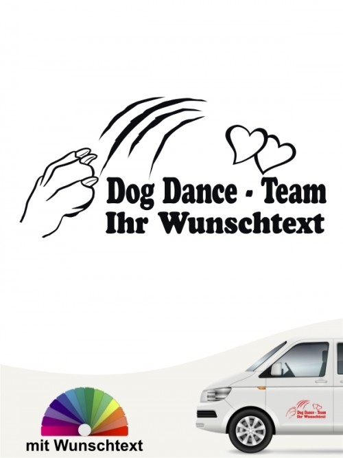 Dogdancing Team Aufkleber mit Wunschtext von anfalas.de