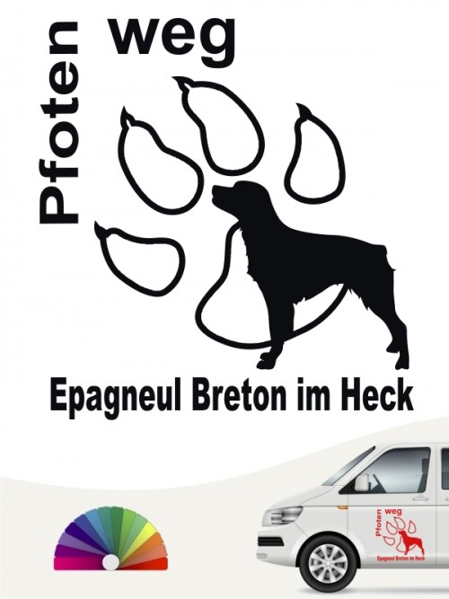 Pfoten weg Autoaufkleber Epagneul Breton anfalas.de