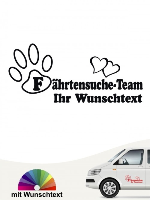 Fährtensuche Team Aufkleber mit Wunschtext von anfalas.de