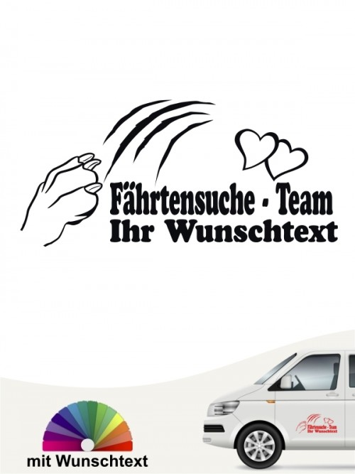 Fährtensuche Team Aufkleber mit Wunschtext von anfalas.de