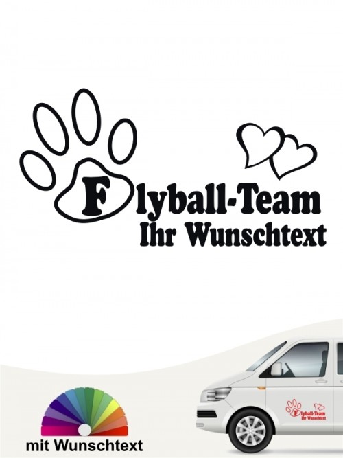 Flyball Team Aufkleber mit Wunschtext von anfalas.de