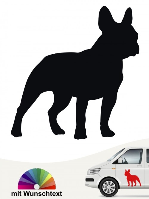 Französische Bulldogge Heckscheibenaufkleber mit Wunschtext anfalas.de