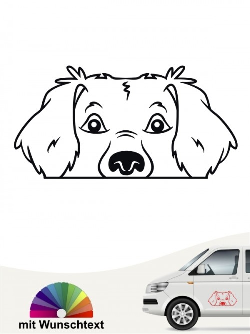 Golden Retriever Comic Hunde Kopf Autoaufkleber mit Wunschtext von anfalas.de