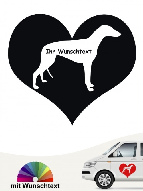 Greyhound Herzmotiv Sticker mit Wunschname anfalas.de