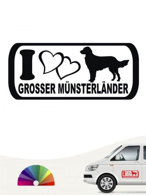 Großer Münsterländer I Love Hundeaufkleber von anfalas.de