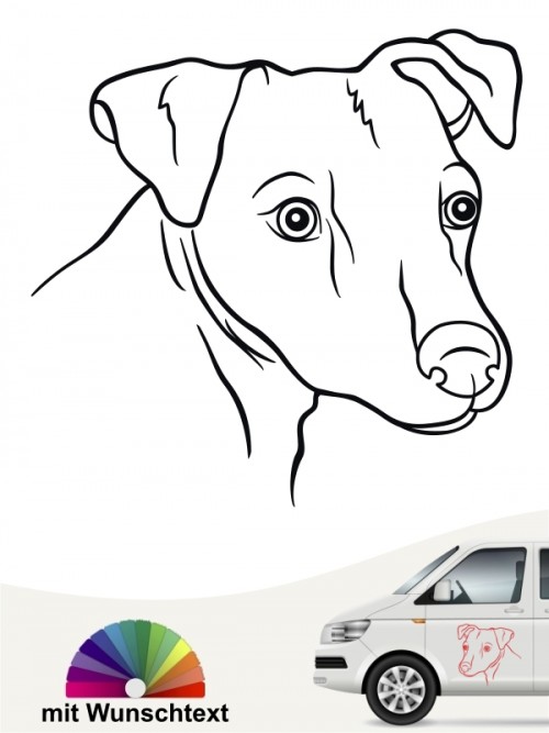 Jack Russell Terrier Hundekopf Autosticker mit Wunschtext von anfalas.de