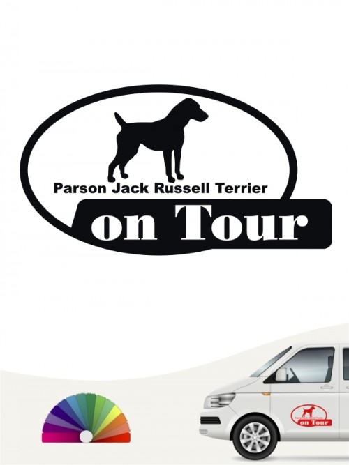 Parson Russell Terrier on Tour Aufkleber von anfalas.de
