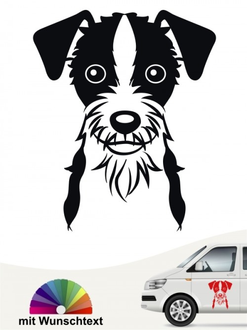 Jack Russell Terrier Comic Heckscheibenaufkleber mit Wunschtext  von anfalas.de