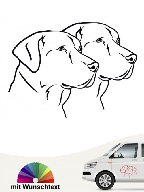 Labrador doppel Köpfe Sticker mit Wunschtext von anfalas.de