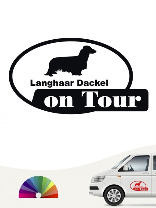 Langhaar Dackel on Tour Autosticker von anfalas.de