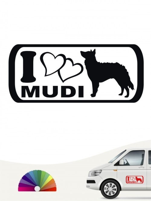 I Love Mudi Heckscheibenaufkleber von anfalas.de
