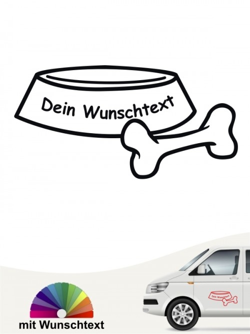 Hunde-Autoaufkleber Napf mit Wunschtext von Anfalas.de