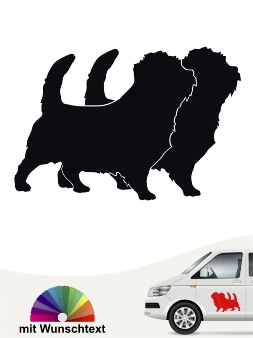 Norfolk Terrier doppel Silhouette Autoaufkleber mit Wunschtext von anfalas.de