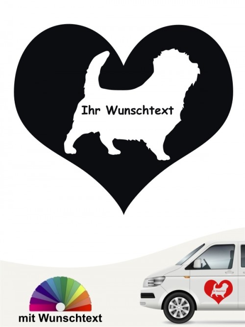 Norfolk Terrier Herzmotiv Autosticker mit Wunschname von anfalas.de