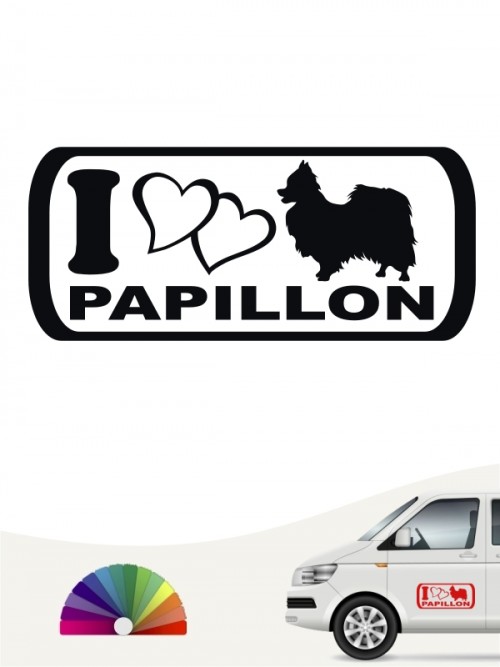 I Love Papillon Autosticker von anfalas.de