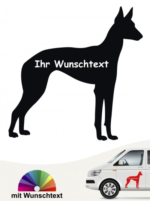 Podenco Silhouette Autoaufkleber mit Wunschname von anfalas.de