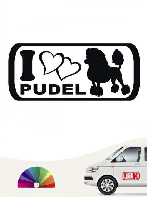 I Love Pudel Autoaufkleber von anfalas.de