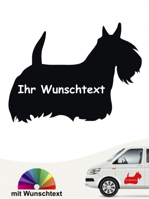 Scottish Terrier Silhouette Autosticker mit Wunschtext anfalas.de