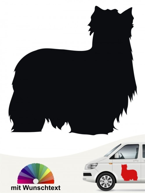 Yorkshire Terrier Autoaufkleber Silhouette mit Wunschtext anfalas.de